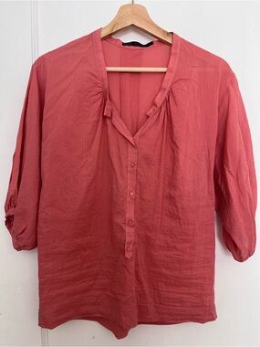 Silk Coral “painters” Blouse